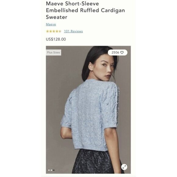 NWT Size XS - Maeve Short-Sleeve Embellished Ruffled Cardigan (NWT US$ 128) - Picture 15 of 16